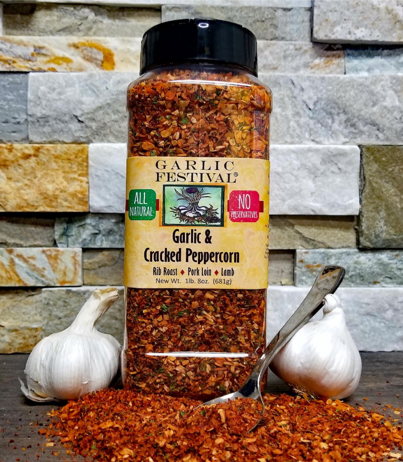 Garlic Festival Garlic & Cracked Peppercorn Net Wt. 1 lb. 8 oz.