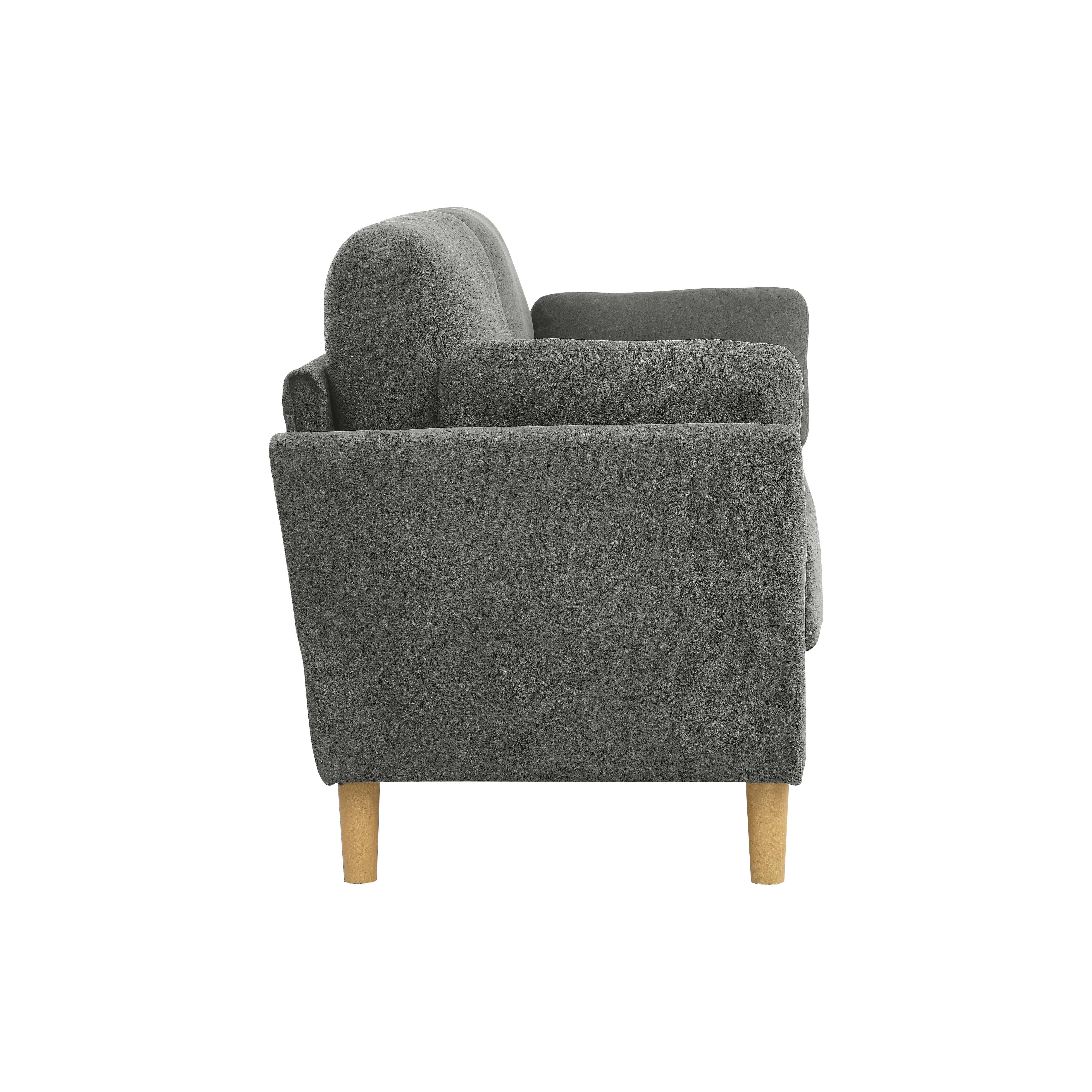 Aukfa 66" Modern Sofa, Minimalist Loveseat for Living Room, 2-Seater Couch w/ Plush Cushions, Gray