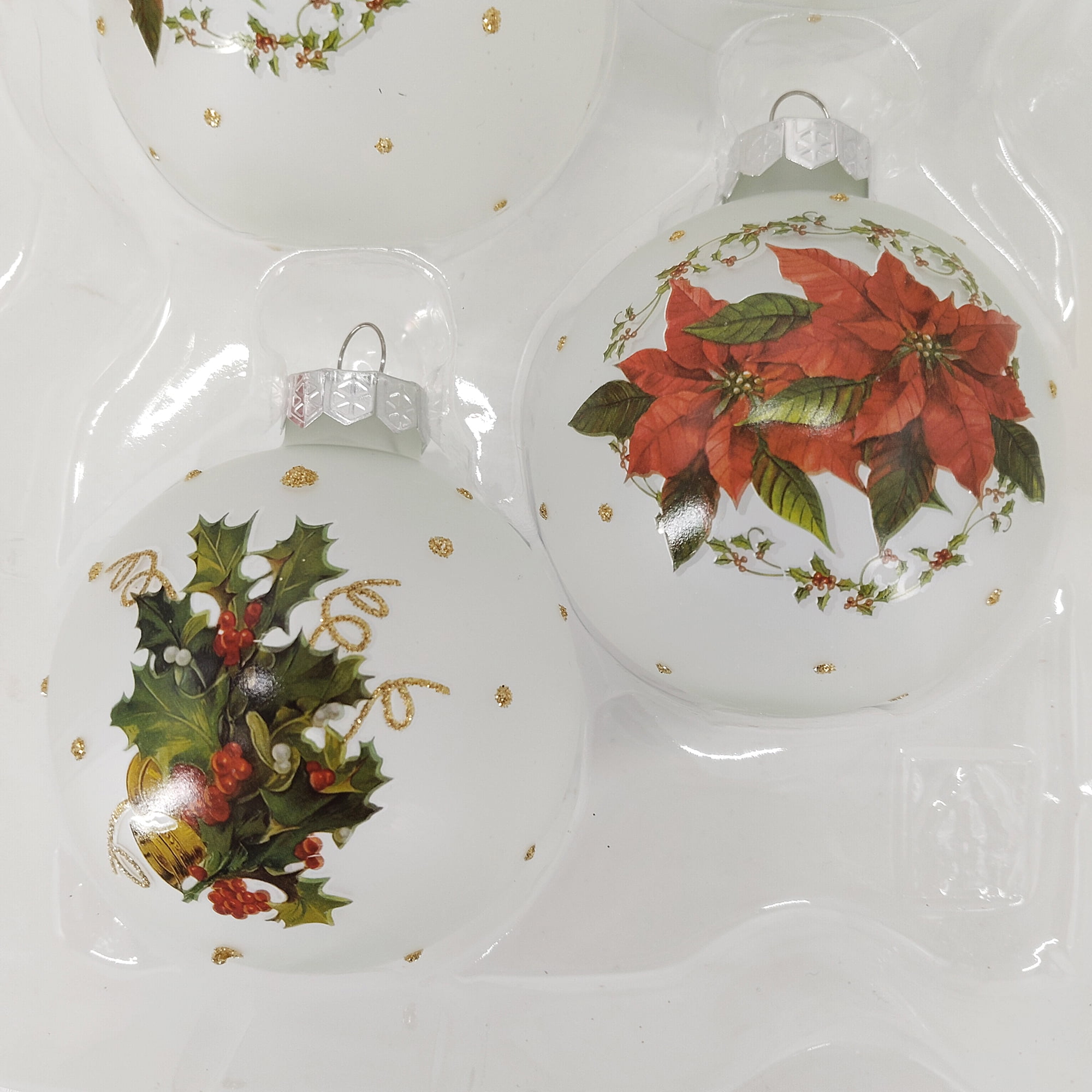 Décoration en verre Holiday Time, poinsettia, diamètre 65 mm, 4 carats Décoration en verre Holiday Time DIA 65 mm 4CT POINSETTIA