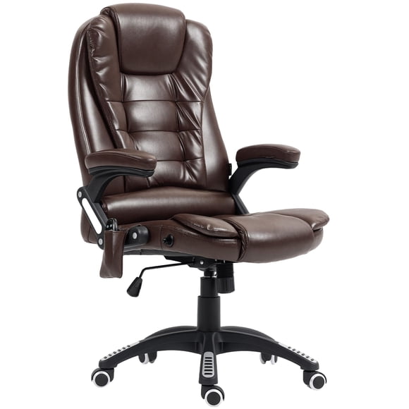 Coffee Brown Reclining Massage Office Chair with High Back & Adjustable Height - Executive Desk Chair for Home or Office Comfort