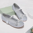 thumbnail image 5 of Kushyshoo Silver Glitter Girl's Bow Mary Jane Dress Shoes Ballet Princess Flats with Rhinestone Strap 10M, 5 of 5