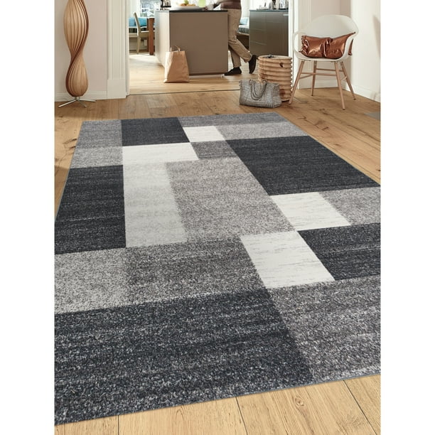 World Rug Gallery Contemporary Modern Boxes Area Rug or Runner