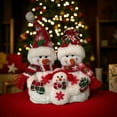 thumbnail image 2 of Snowmen Family Plush Shelf Sitter Figurine Red White Green Soft Fabric Christmas Decoration Tabletop Fireplace Desk Winter Holiday Collectible (12” x 9”), 2 of 7