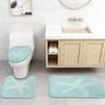 thumbnail image 4 of 4 Pcs Shower Curtain Set Starfish Seashells Wooden Nautical Sand Beach Shell Sea Blue with Non-Slip Rugs Toilet Lid Cover and Bath Mat Bathroom Decor Set 72" x 72", 4 of 7