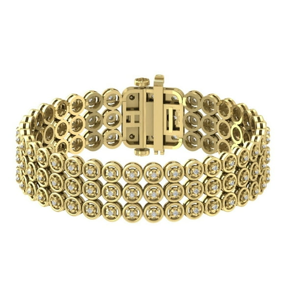 Araiya Fine Jewelry14k Yellow Gold Diamond Bangle Bracelet (1 1/2 Cttw, I-J/ I2-I3), 7"