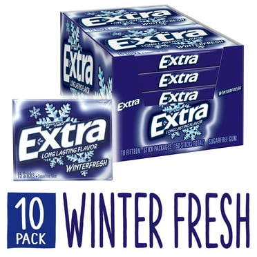 EXTRA Gum Winterfresh Chewing Gum, 15 Pieces (Pack of 10)