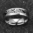 thumbnail image 3 of 8mm Men's Silver and Black Tungsten Ring Wedding Band with Damascus Pattern Size 7-12, 3 of 5