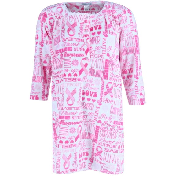 Elegant Emily Plush Pink Ribbon Sleep Gown (Women)
