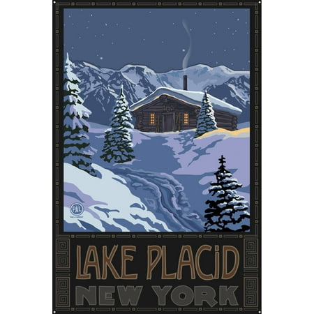 Lake Placid New York Winter Mountain Cabin Metal Art Print By Paul