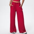 thumbnail image 2 of Women's Lounge Pants Drawstring Elastic Waisted Lightweight Loose Comfy Solid Color Casual Pants with Pockets (S, Red), 2 of 3