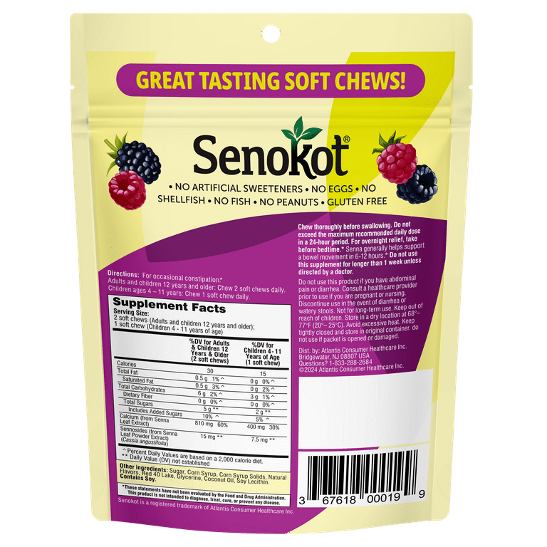 Senokot Laxative Soft Chews, Overnight Constipation Relief with