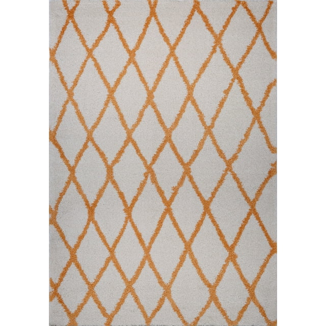 Ladole Rugs Tapis à Treillis Géométrique Style Simple Tapis Confortable Tapis en Orange