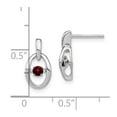 thumbnail image 4 of Sterling Silver Rhodium Garnet Birthstone Vibrant Earrings, 4 of 4