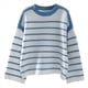 thumbnail image 2 of Suéter de Rayas Extragrande para Mujer, Cuello Redondo, Mangas Largas, Moda de Otoño 2025. Azul S, 2 of 8