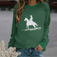 thumbnail image 2 of Bcresic Women Tshirt Cowboy Silhouette Graphic Tops Comfy Long Sleeve Shirts Round Neck Blouses Trendy Tunic Sweatshirts Top Juniors Spring Tees 2025,#09_Crewneck Tee Green,Small, 2 of 4