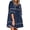 Navy blue, variant on 3/4 Sleeve Women High Waist Patchwork Loose Mini Babydoll Dress