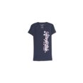 thumbnail image 1 of Aeropostale - Camiseta adornada con texto vertical para mujer, azul, talla mediana Aeropostale  Camiseta adornada, 1 of 1