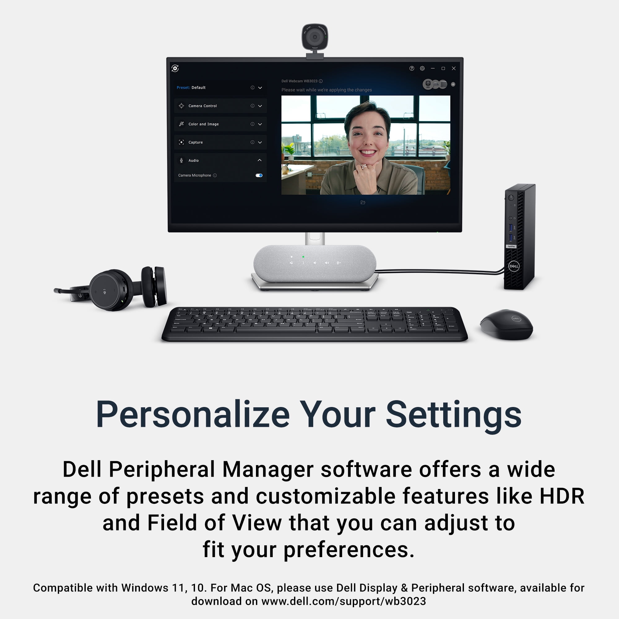 Dell Webcam WB3023-2K QHD/FHD/HD Resolution, Sony Sensor