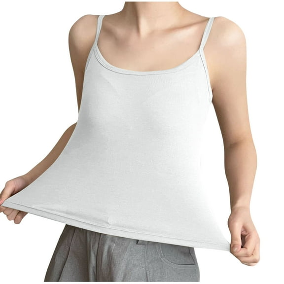 Gfyviroh Cami Tops for Women Thin Comfortable Stretch Undershirts Chest Padded Solid Color Sleeveless Loungewear Tops