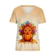 thumbnail image 6 of Feancey Medical Scrubs for Women Thanksgiving Short Sleeve V Neck Scrub Tops Novelty Turkey Print Working T-Shirts Holiday Casual Nursing Uniforms Multicolor L, 6 of 7