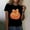 002 Black, variant on Women's Fall Halloween Thanksgiving Short Sleeved T-shirt Sparkling Pumpkin Printed Round Neck Short Sleeve Tops