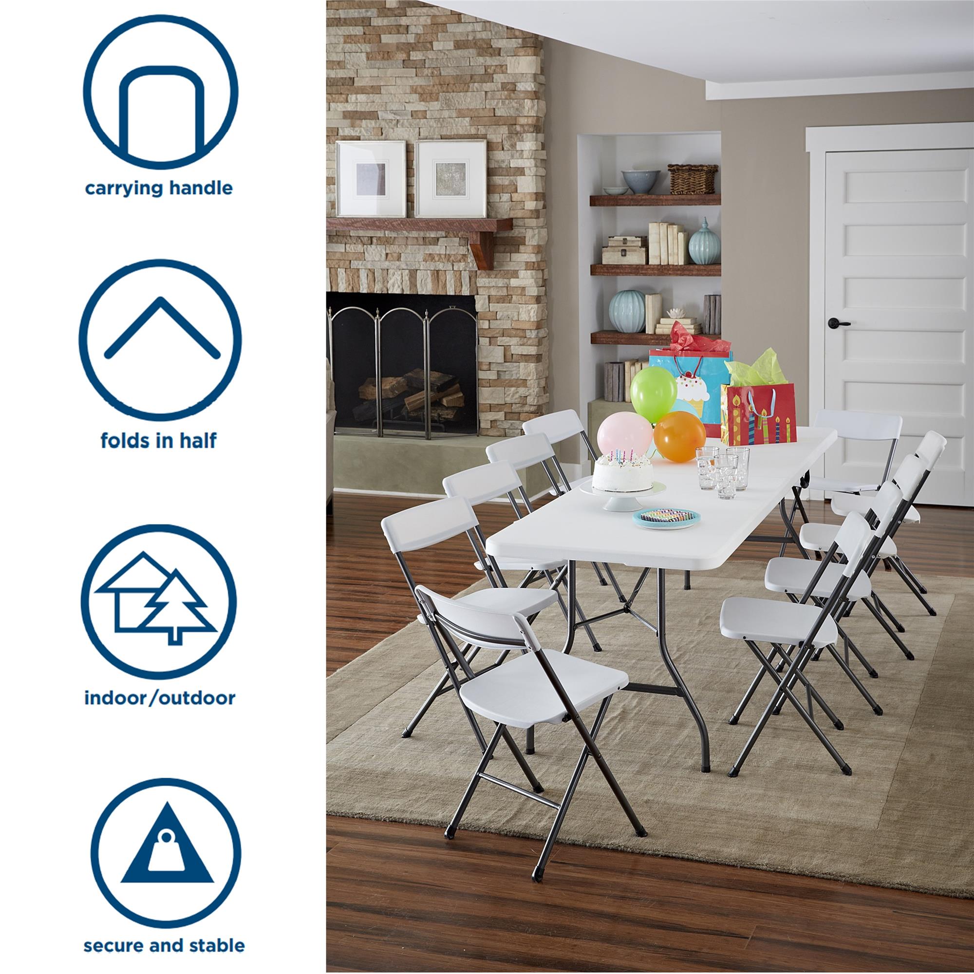 COSCO 8-Foot Centerfold Folding Table, White photo 6