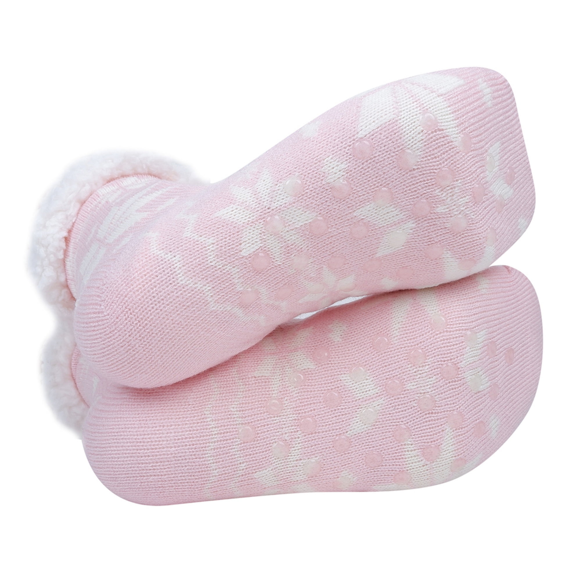 Women's Lightning Bolts Cozy Fleece Pull-on Slipper Socks With Grippers -  Pink M/l : Target