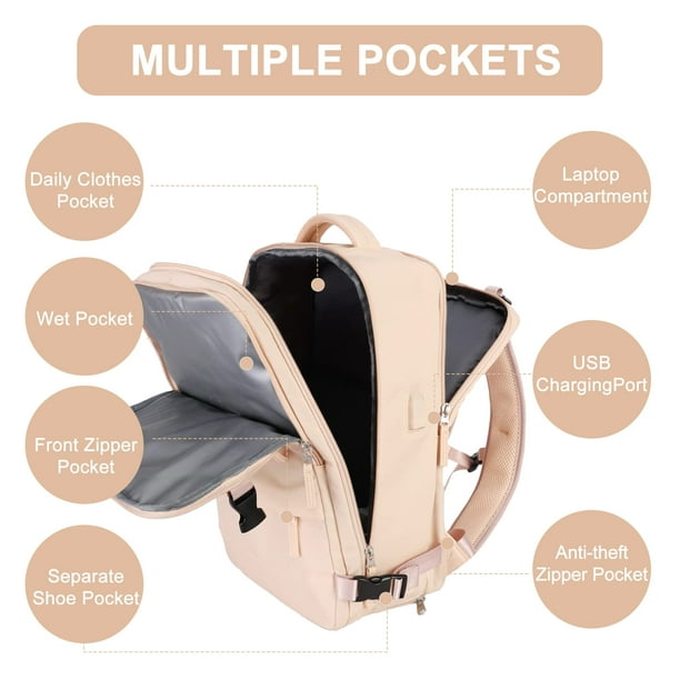 DAKIMOE Travel Backpack for Women Men Laptop Bag Airline Approved Carry On Backpacks Waterproof Anti Theft Gym Bags Hiking Flight Approved Luggage