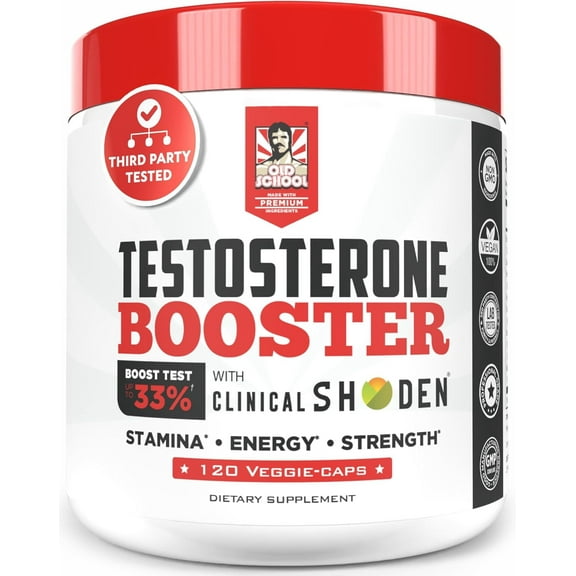 Old School Labs Testosterone Supplement for Men – Shoden® Ashwagandha   Tongkat Ali & Maca Root – Max Potency Test Booster for Muscle, Strength, Drive & Stamina – 120 Veggie Caps