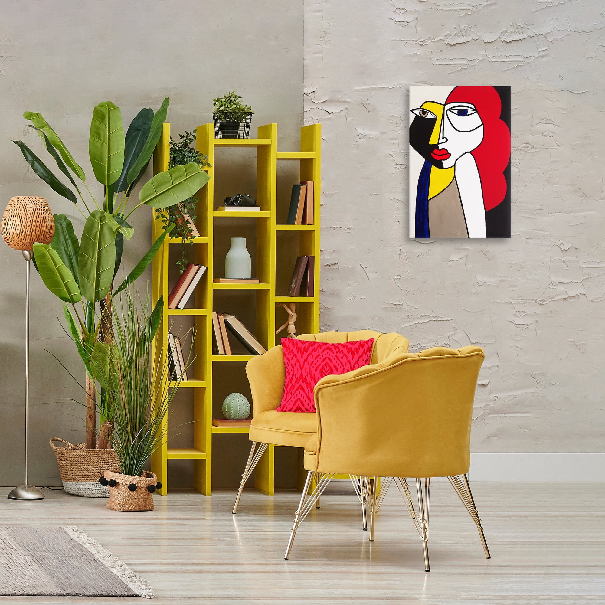 Stupell Industries Her Abstract Cubism Face People Painting Wrapped Canvas Art Print Wall Art, 16 x 24