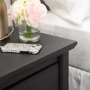 My Texas House Monroe 1-Drawer Nightstand with USB and Outlet, Black Oak Finish