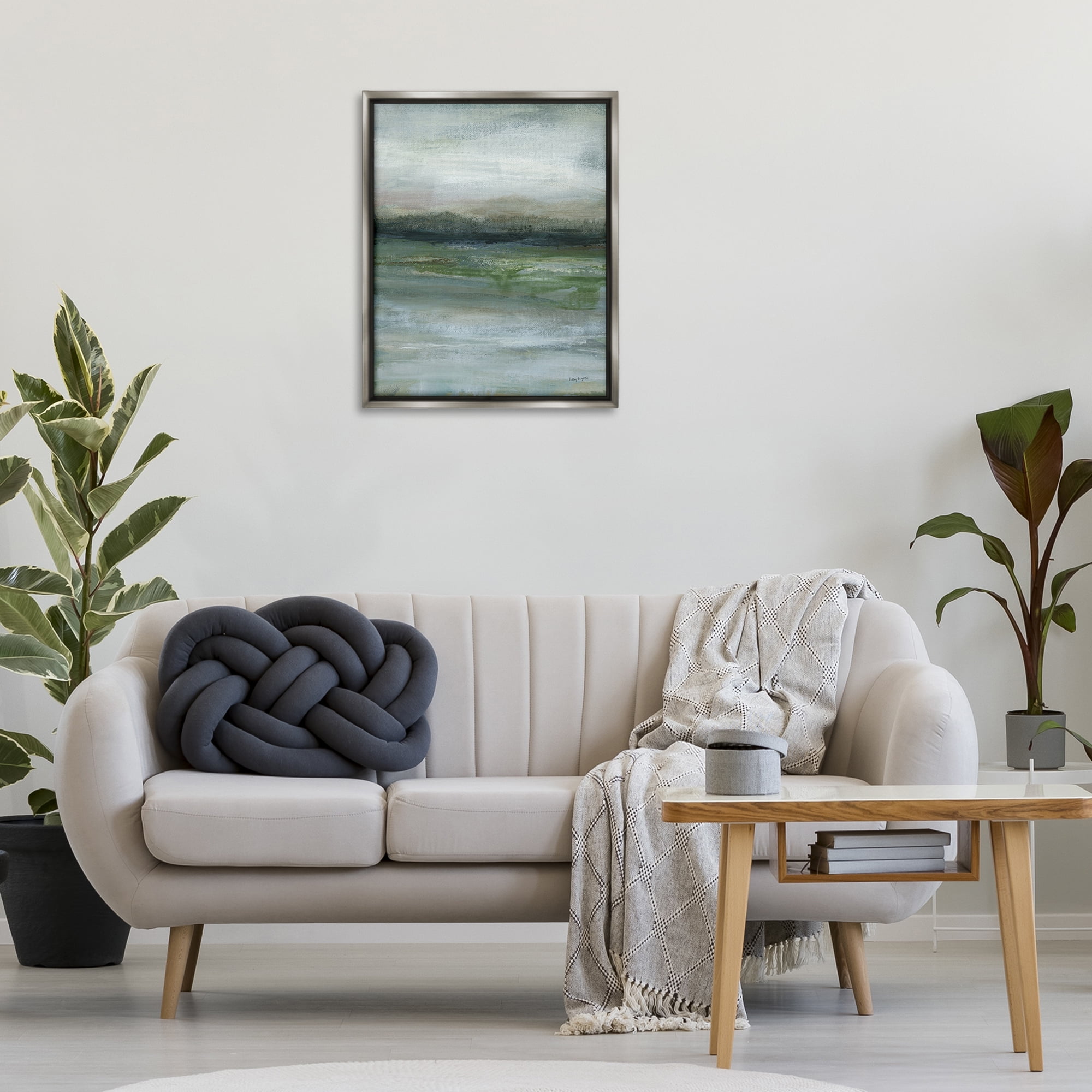 Stupell Industries Abstract Landscape View Abstract Painting Gray Floater Framed Canvas Art Print Wall Art, 25 x 31