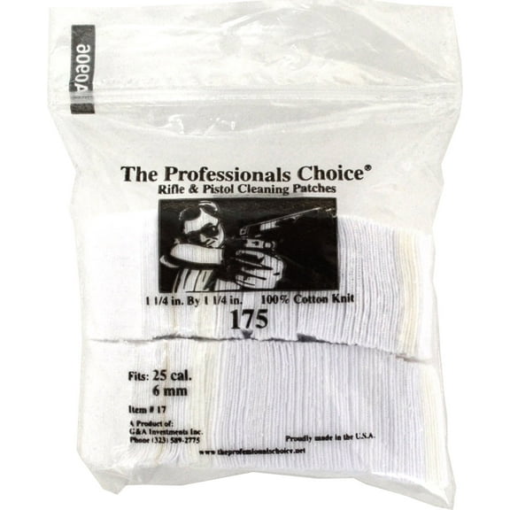 The Professionals Choice Square Knit Cleaning Patches 25 Cal / 6mm 175 pack