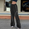 thumbnail image 4 of Gibobby Pantalones cargo para mujer Pantalones casuales sueltos con correa de múltiples bolsillos para mujer Pantalones tejidos de ropa de trabajo recta de cintura(Negro,XL), 4 of 5