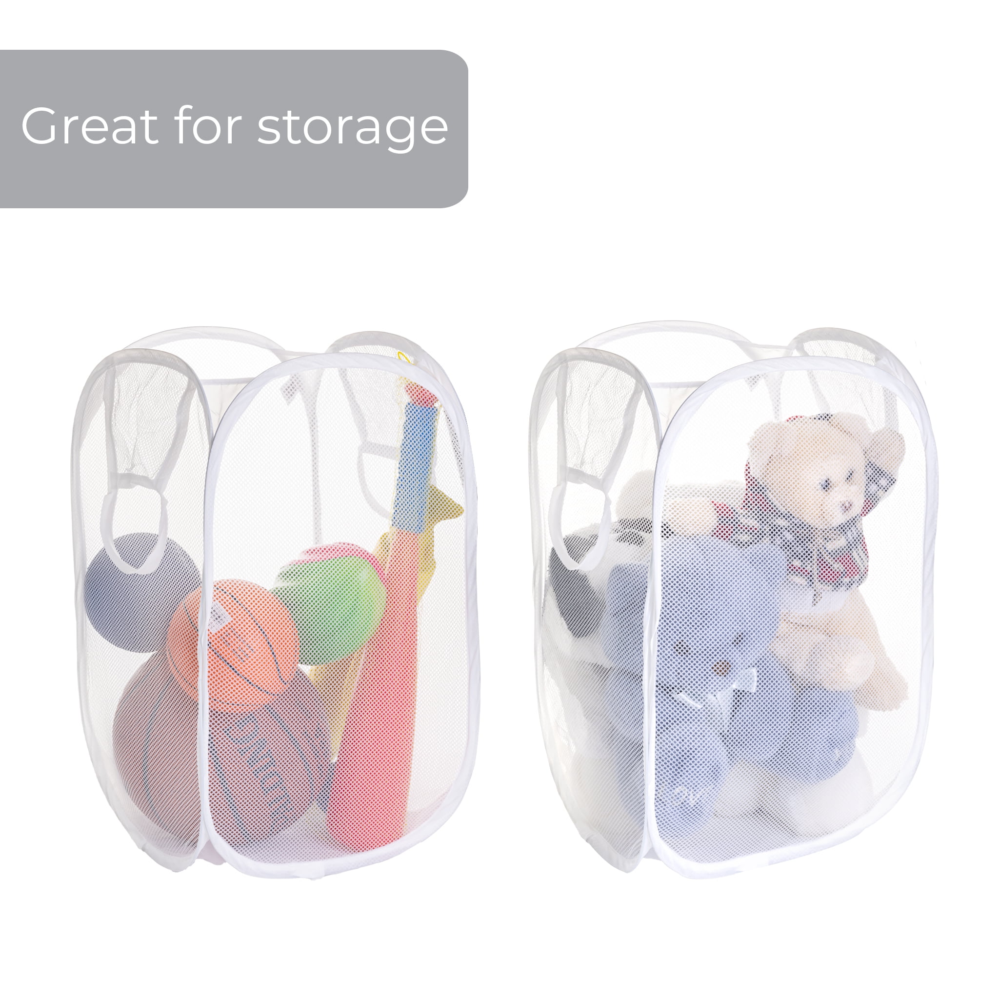 Mainstays Mesh Pop-up Hamper, Collapsible, Holds 2 Loads, White, Adult