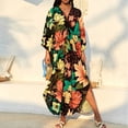 thumbnail image 4 of Swimsuit Coverup for Women Beach Kaftan Dress Bathing Suit Cover Up Summer Long Gauze Swim Cover Ups Vacation Outfits Dark Green One Size, 4 of 6