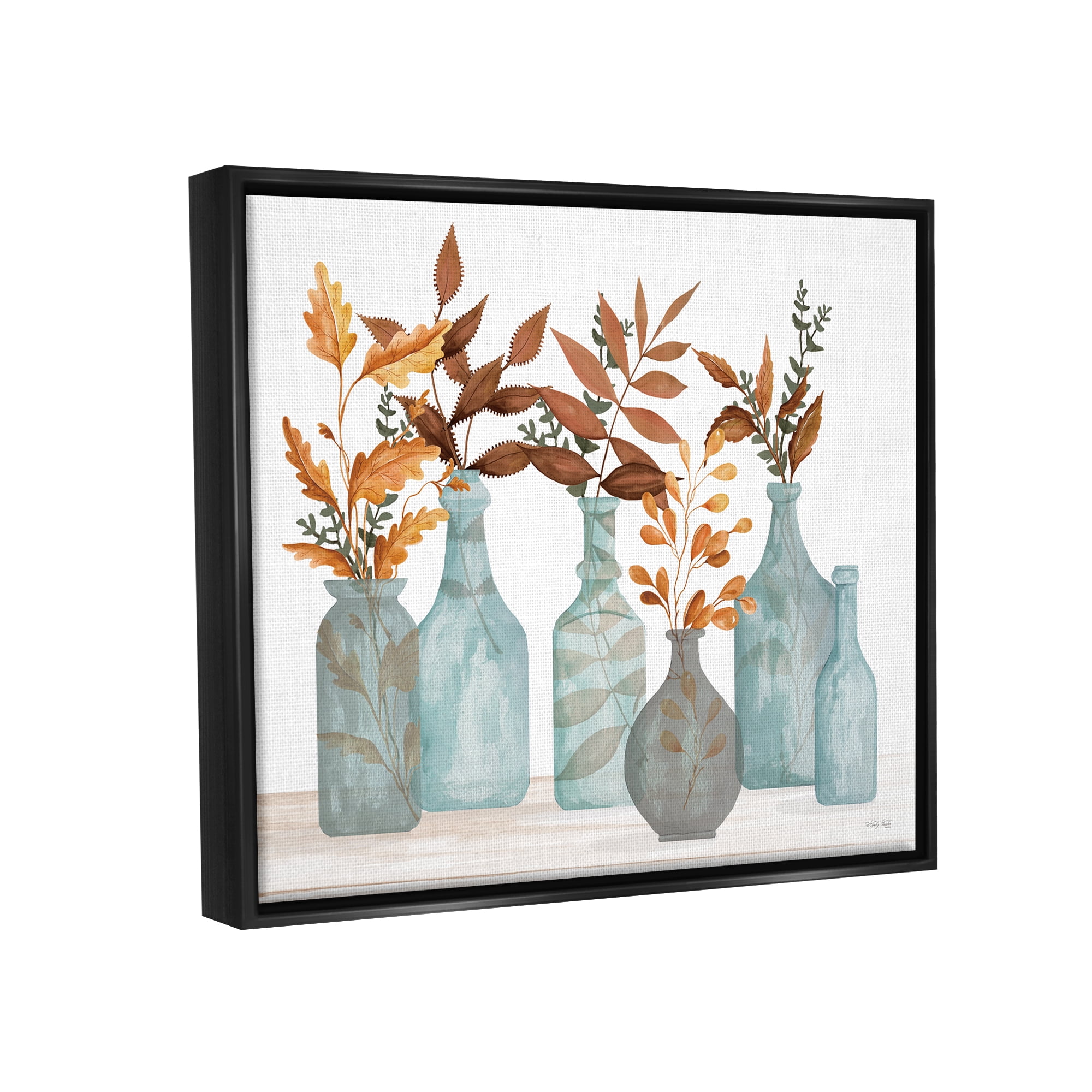 Stupell Varied Botanical Foliage Leaves Botanical & Floral Painting Black Floater Framed Art Print Wall Art