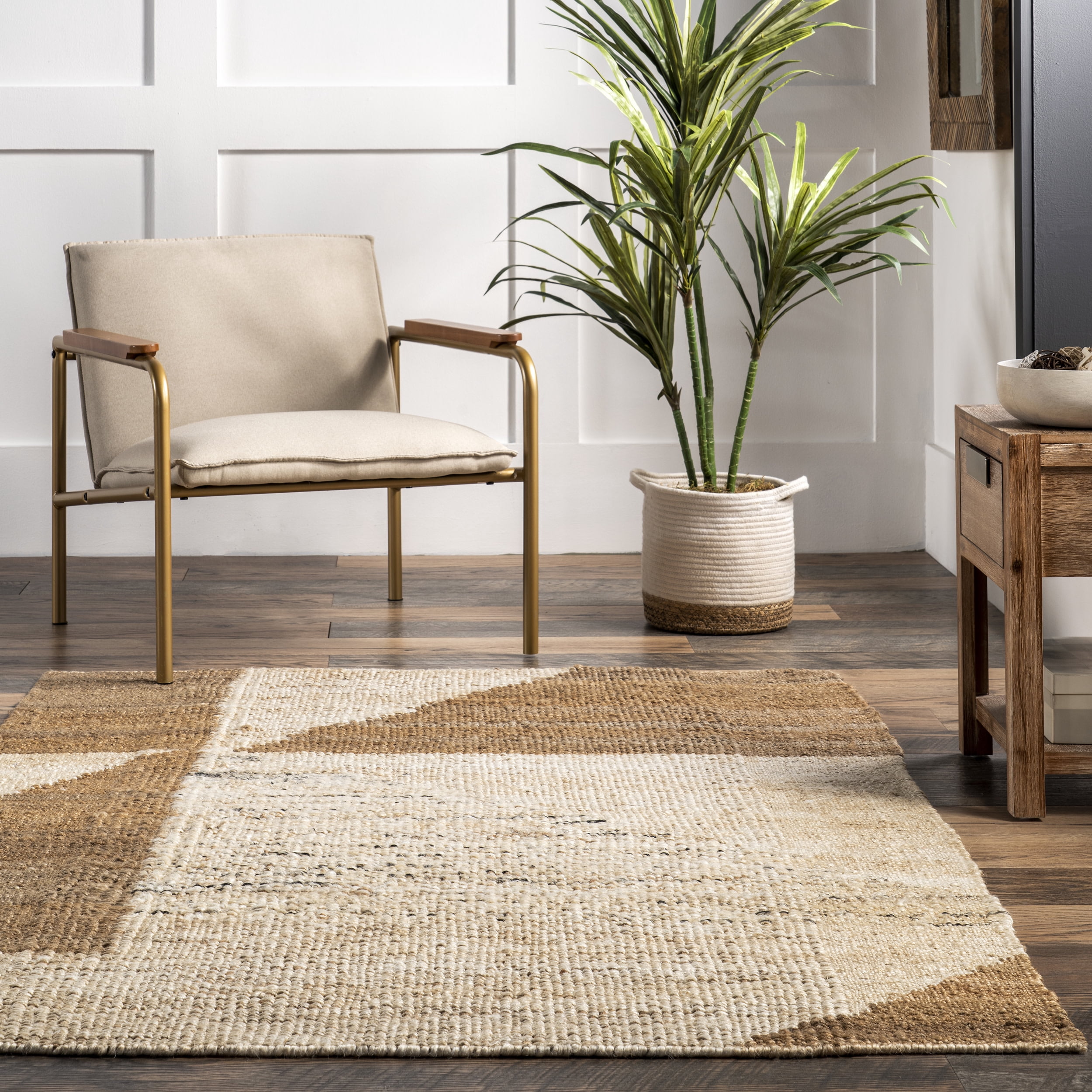 nuLOOM Katye Abstract Flatweave Jute Area Rug, 6' x 9', Natural