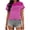 Hot Pink, variant on ROHUUQUE Womens T-Shirts Colorful Thin Stripe Short Sleeve Slim Fit Casual Tops Summer Everyday Tees