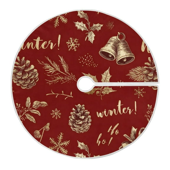 Ryvnso Christmas Tree Skirt Pinecone Bells Christmas Xmas Tree Skirts Ornament Home Decorations 35.4"