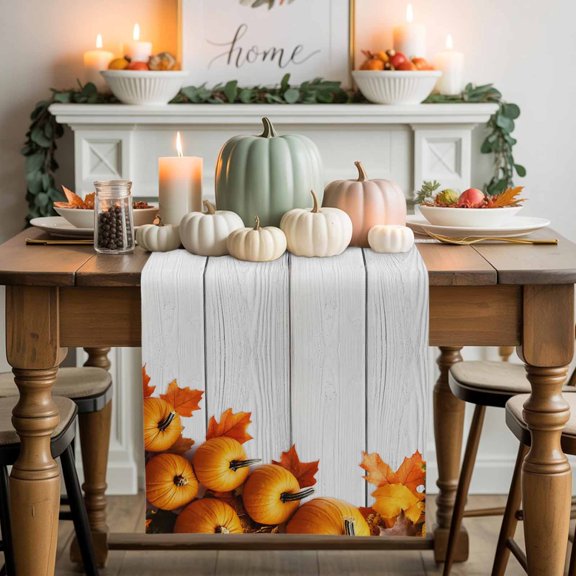 Thanksgiving Table Runner, Autumn Thanksgiving Kitchen Dining Table Decoration for Home Party Decor 13x60 Inches