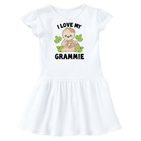 

Inktastic Cute Sloth I Love My Grammie with Green Leaves Gift Toddler Girl Dress