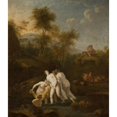 thumbnail image 2 of Christian Wilhelm Ernst Dietrich 20x23 Black Ornate Framed Double Matted Museum Art Print Titled: Bath of Nymphs (1763), 2 of 5