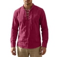 thumbnail image 2 of BVWKPCV Renaissance Men Costume Shirt Line Cotton, Medieval Pirate Tunic Lace-Up Viking Blouse Wine L, 2 of 5