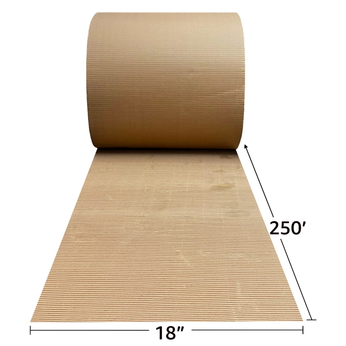 UOFFICE Corrugated Wrap, 18" x 250', 1/8" Thick - B Flute - Cardboard Wrap, 1 Count