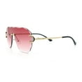 thumbnail image 6 of Oversize Luxury Hip Hop Gangster Swagger Rimless Racer Shield Sunglasses [Gold - Burgundy], 6 of 7