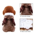 thumbnail image 3 of Disfraz de reno navideño para mascotas, pijama de terciopelo coral suave y cómodo para perros o gatos, monos con capucha de invierno cálidos para mascotas para fiestas navideñas (marrón), 3 of 7