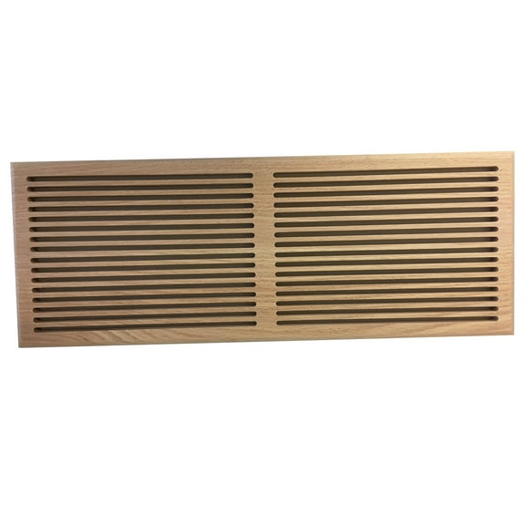 8 Inch x 24 Inch Red Oak Hardwood Vent Floor Register Surface Mount, Slotted Style, Unfinished