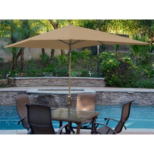 Jeco Parasol de Terrasse de Marché en Aluminium de 10 Pieds avec Manivelle, Brun