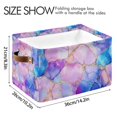 thumbnail image 4 of Yayeee 2 Pack Canvas Storage Basket with Handles for Shelves Fabric Bins Closet Organizer, Pastel Pink Marble Pattern, 4 of 8